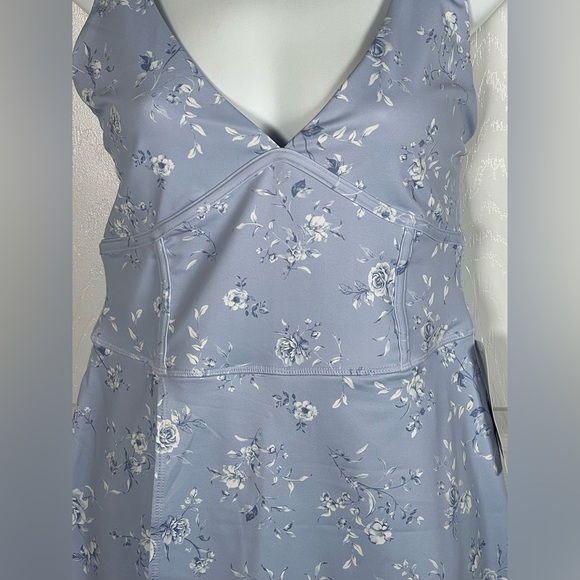 AS REVIVAL~ Light Blue Floral Romper Dress NWT Medium - Picture 4 of 8